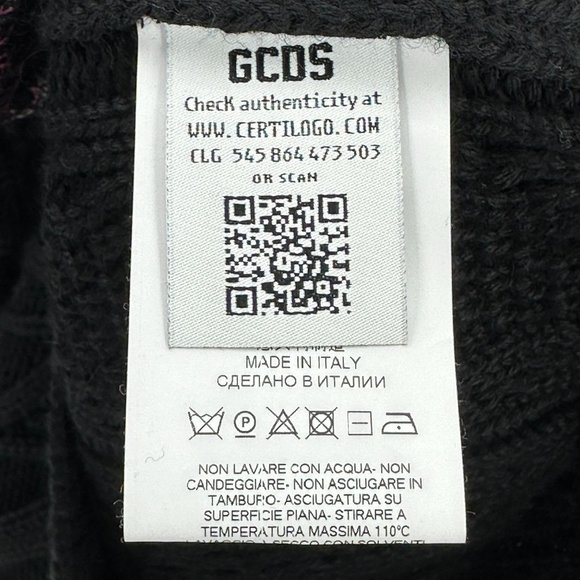 GCDS Sweater Mens Knit Oversized Mock Neck Logo Wool Blend Black Red White XS - Picture 10 of 13